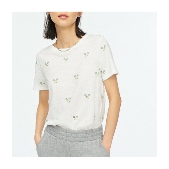 J. Crew Tennis Rackets Vintage Cotton Crewneck Tee - Picture 1 of 8